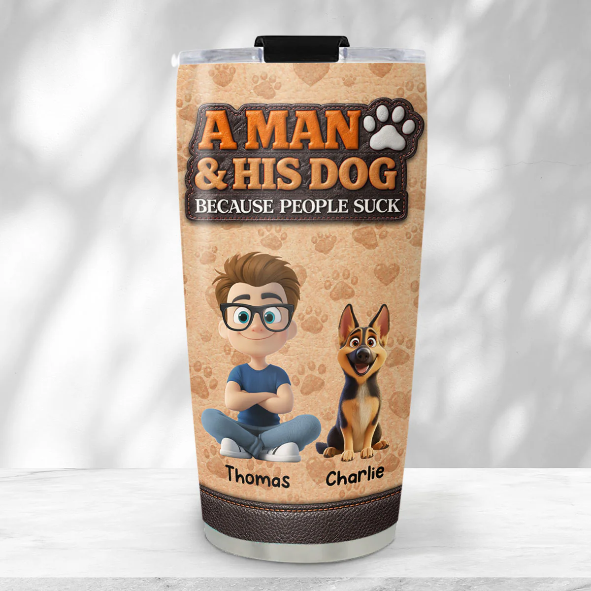 A Man And His Dog Thats It - Personalized Custom 3D Inflated Effect Tumbler - Image 2