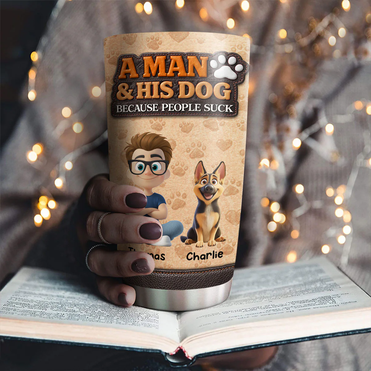 A Man And His Dog Thats It - Personalized Custom 3D Inflated Effect Tumbler - Image 4