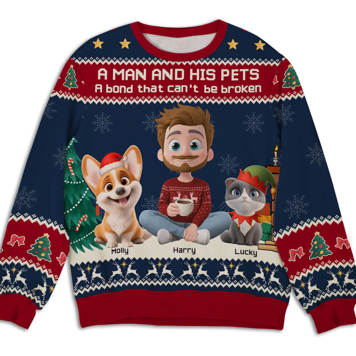 A Man And His Pet Christmas - Personalized Custom All-Over-Print Sweatshirt