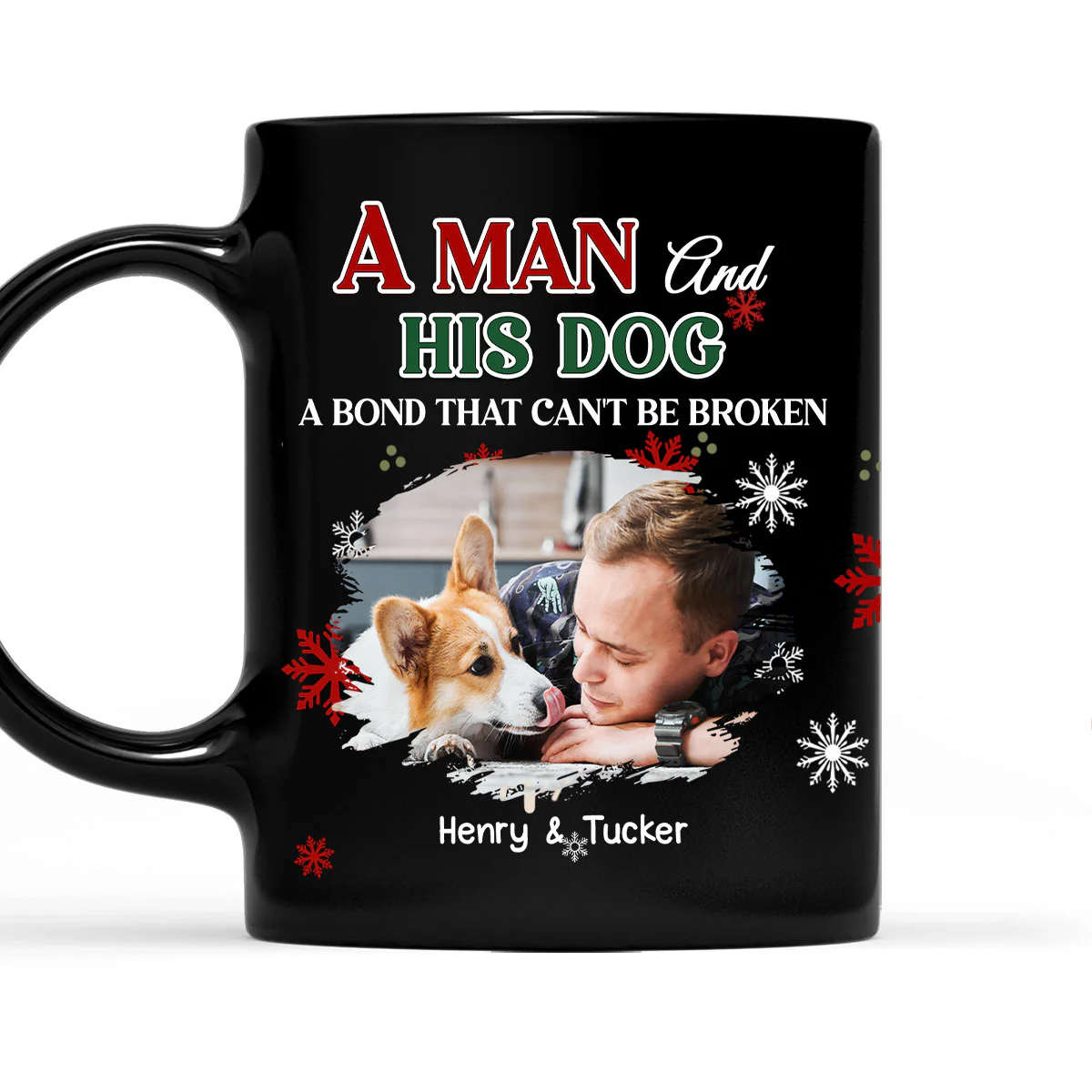 A Man And His Pet Love Christmas Photo - Personalized Custom Coffee Mug