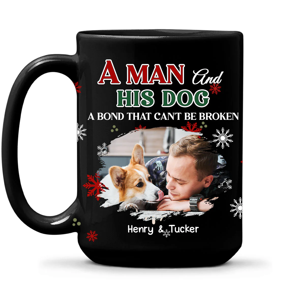 A Man And His Pet Love Christmas Photo - Personalized Custom Coffee Mug - Image 2
