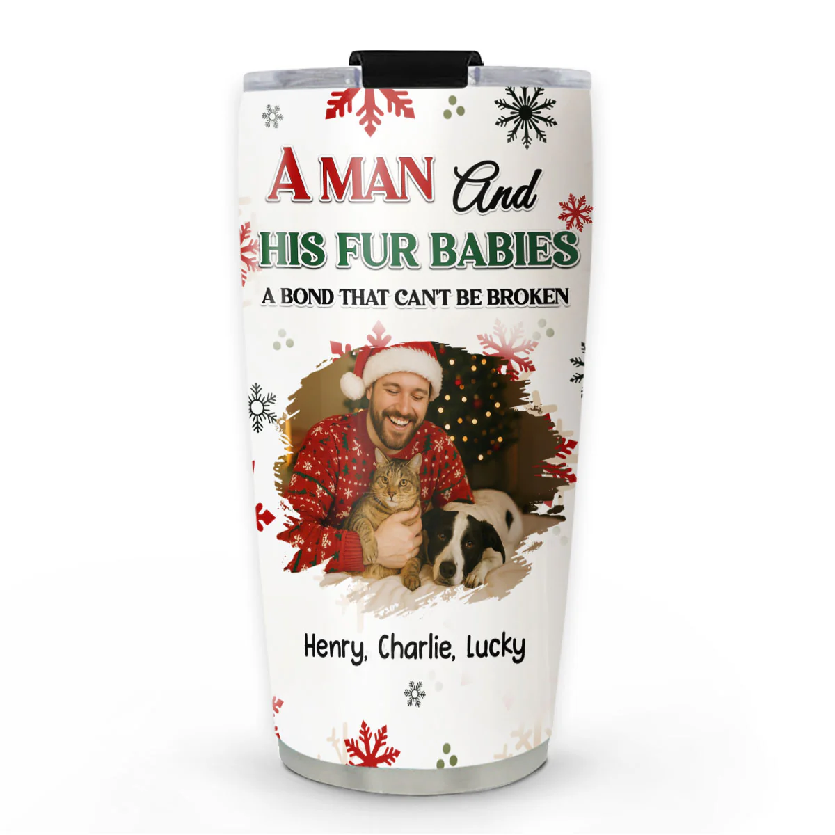 A Man And His Pet Love Christmas Photo - Personalized Custom Tumbler