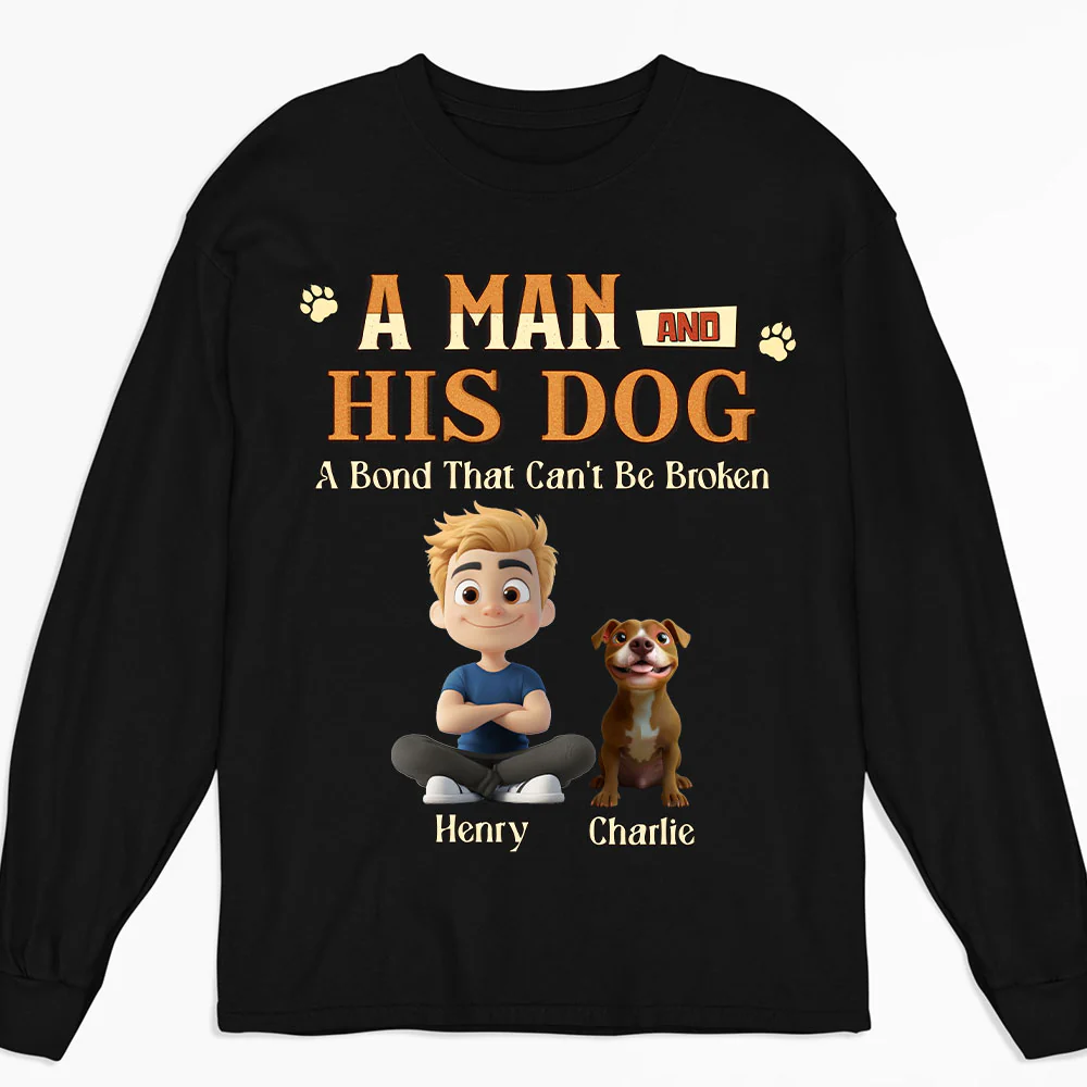 A Man With His Dog - Personalized Custom Long Sleeve T-Shirt