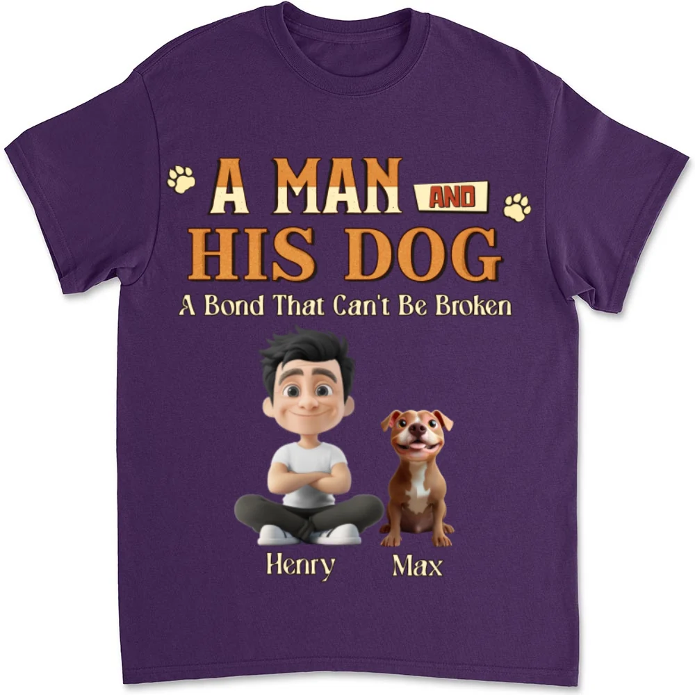 A Man With His Dog - Personalized Custom Unisex T-Shirt - Image 10