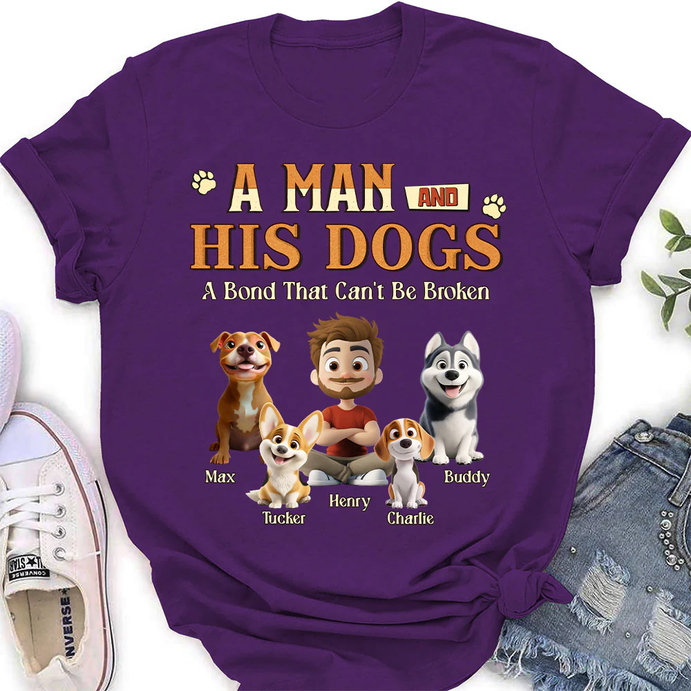 A Man With His Dog - Personalized Custom Women's T-Shirt - Image 5