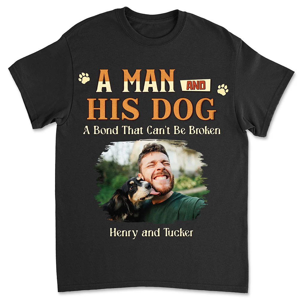 A Man With His Dog Photo - Personalized Custom Unisex T-Shirt