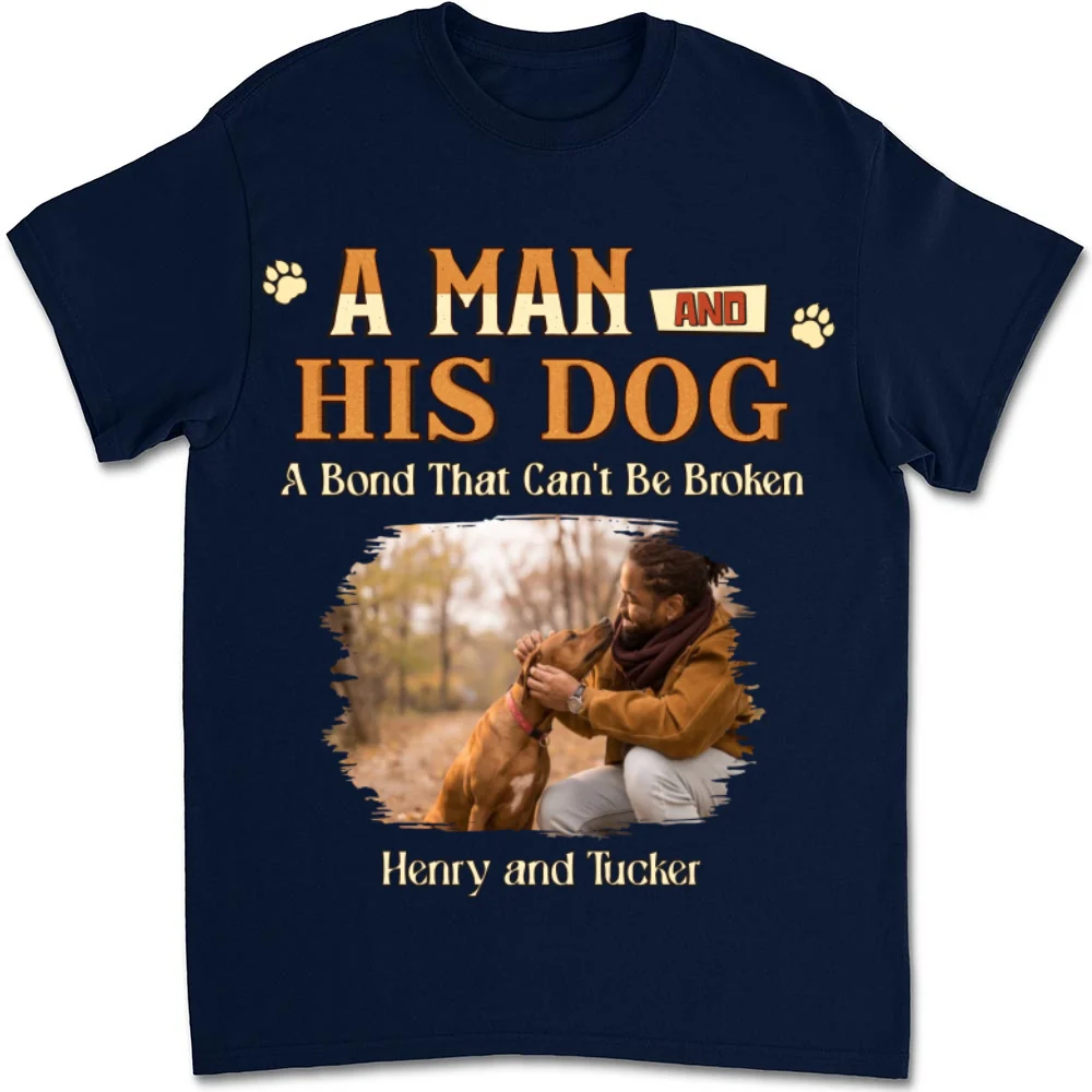 A Man With His Dog Photo - Personalized Custom Unisex T-Shirt - Image 5