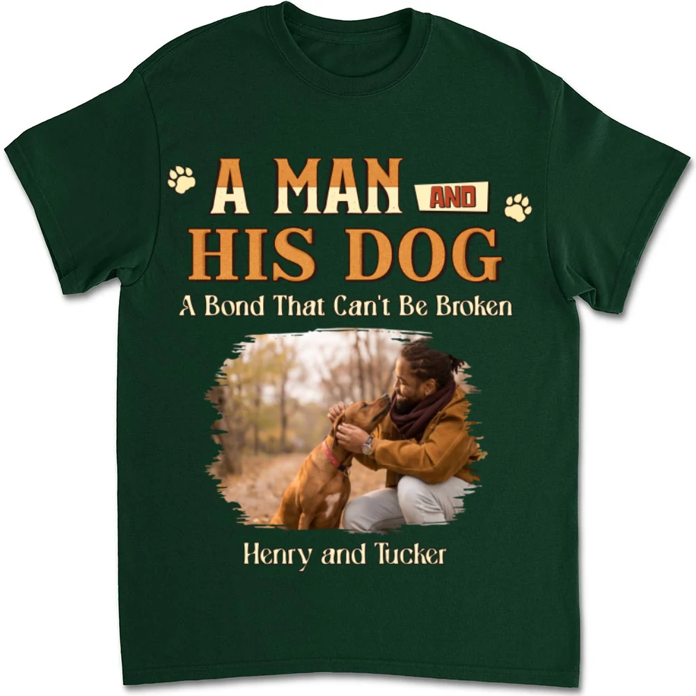 A Man With His Dog Photo - Personalized Custom Unisex T-Shirt - Image 6
