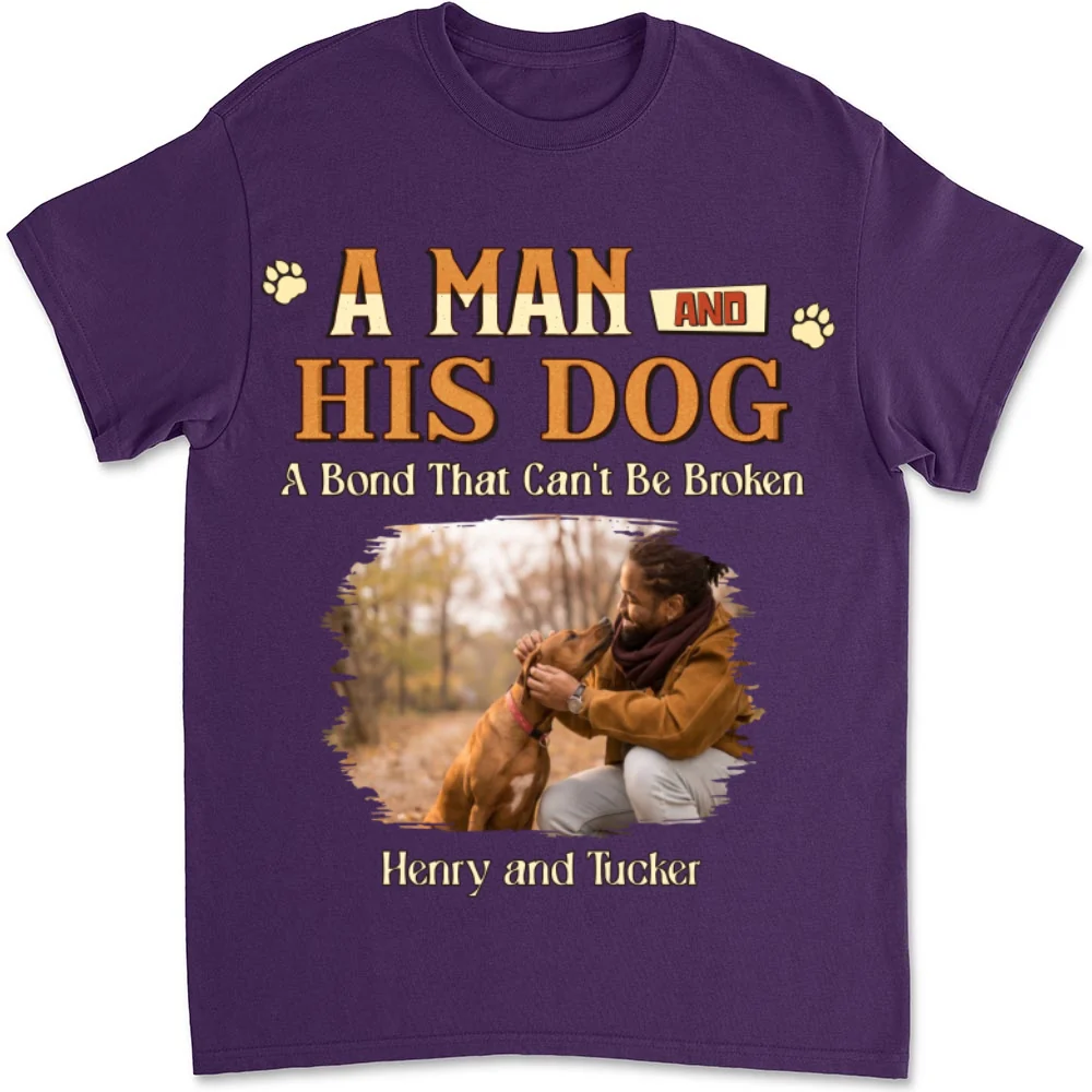 A Man With His Dog Photo - Personalized Custom Unisex T-Shirt - Image 7