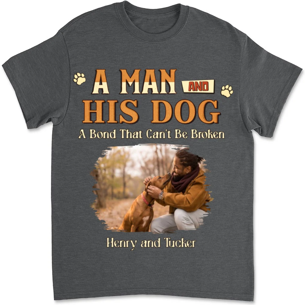 A Man With His Dog Photo - Personalized Custom Unisex T-Shirt - Image 8