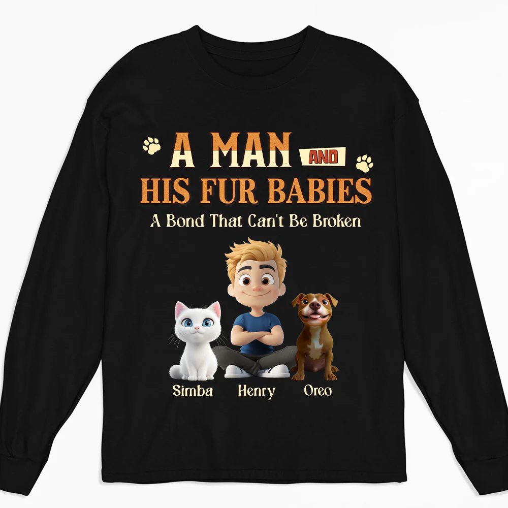 A Man With His Pet - Personalized Custom Long Sleeve T-shirt