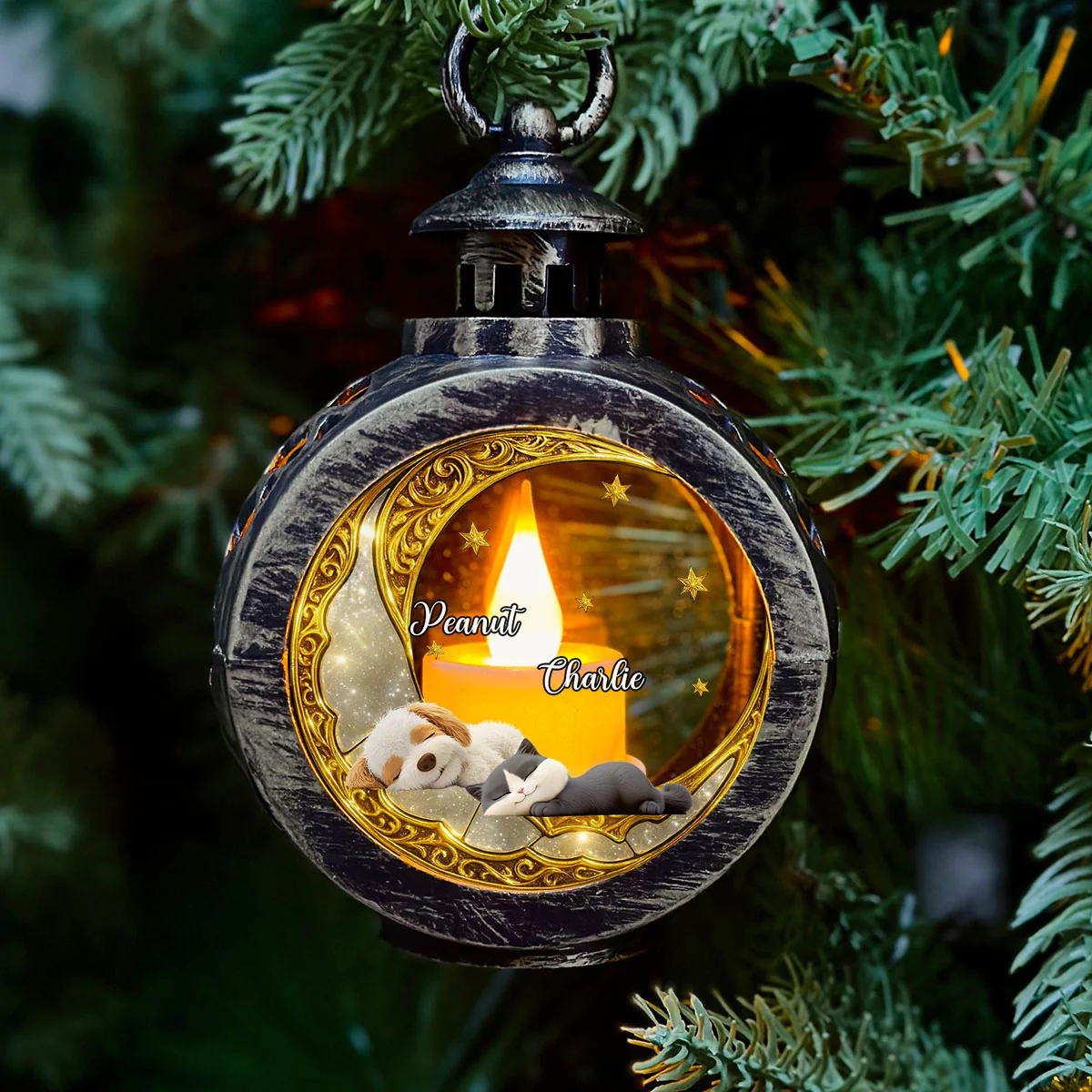 A Million Stars Among Them - Personalized Custom 3D Effect Christmas Lantern - Image 2