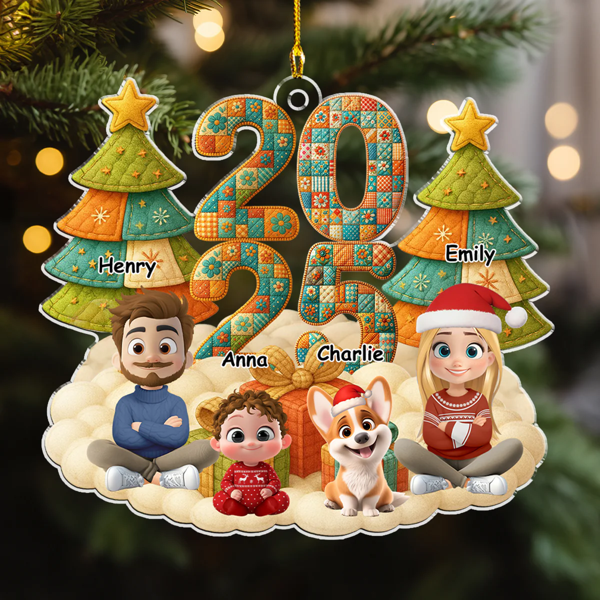 A Patchwork Family - Personalized Custom Acrylic Ornament