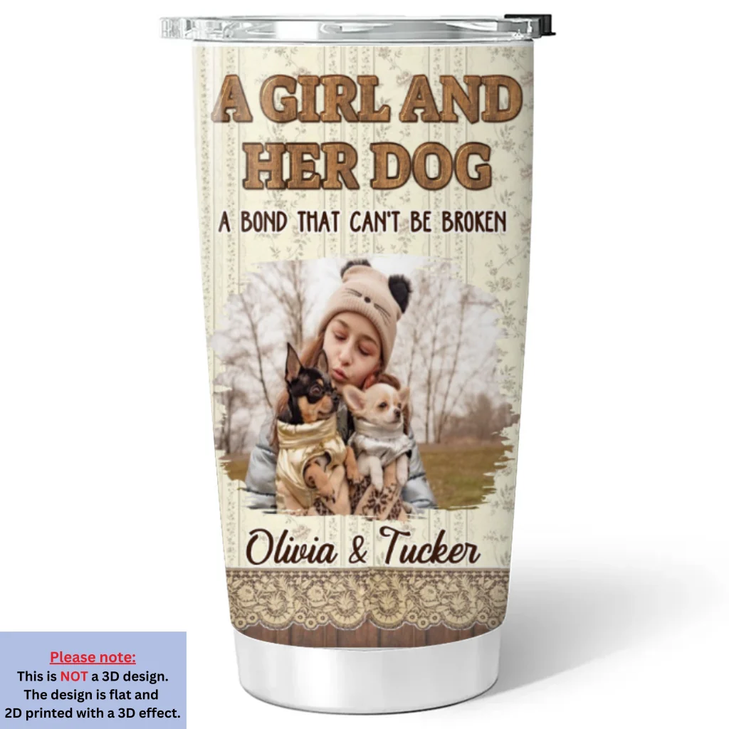 A Vintage Girl And Her Dog Photo - Personalized Custom 3D Effect Tumbler - Image 2