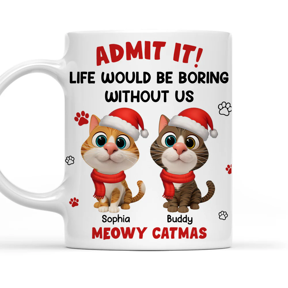 Admit Cartoon Cat - Personalized Custom Coffee Mug