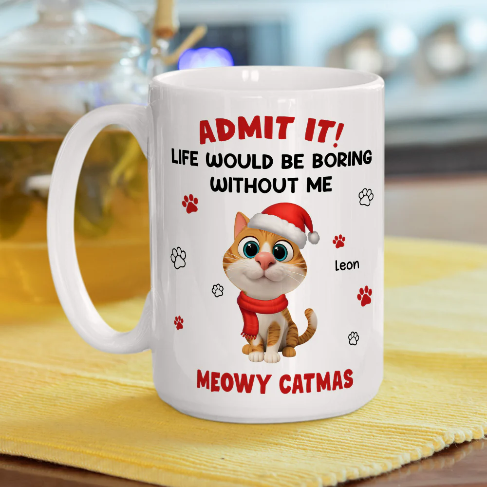 Admit Cartoon Cat - Personalized Custom Coffee Mug - Image 3