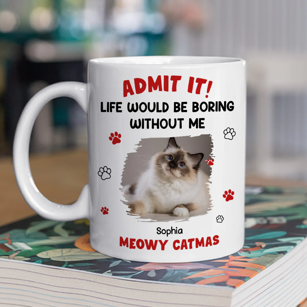 Admit Cartoon Cat Photo - Personalized Custom Coffee Mug - Image 2