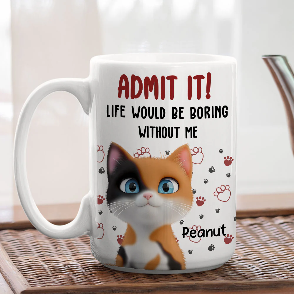 Admit It Cat Mom Mum Dad - Personalized Custom Coffee Mug - Image 4