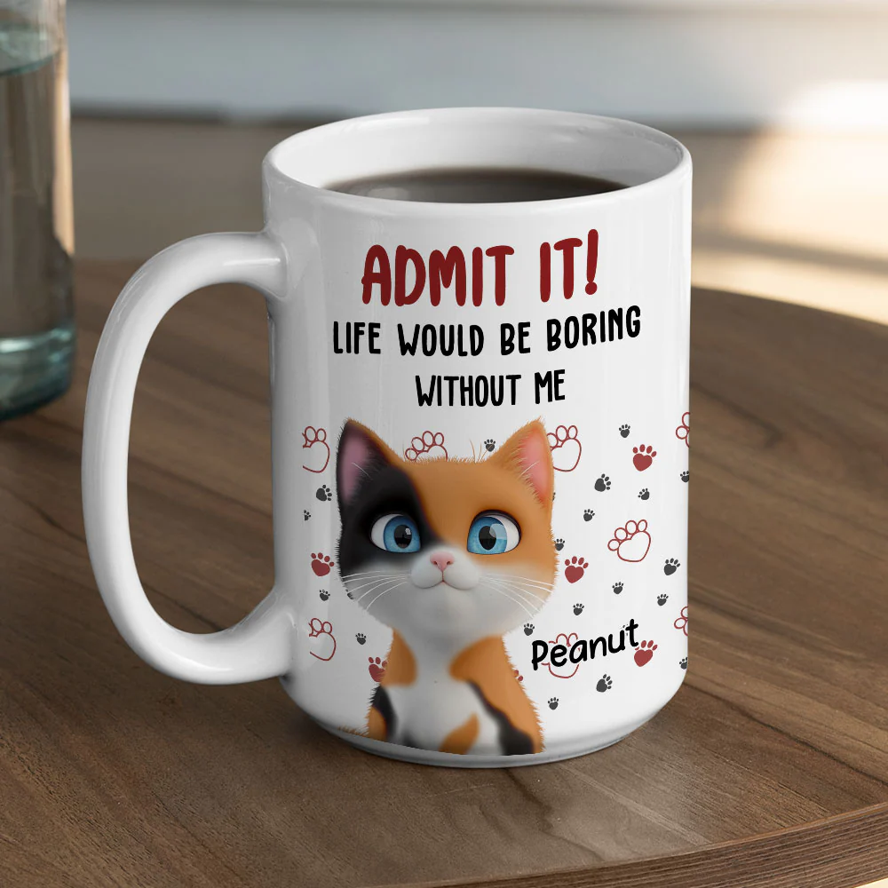 Admit It Cat Mom Mum Dad - Personalized Custom Coffee Mug - Image 5