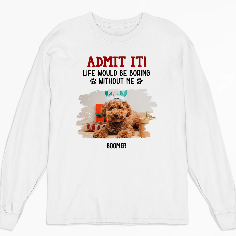 Admit It Christmas Cartoon Photo - Personalized Custom Long Sleeve T-Shirt