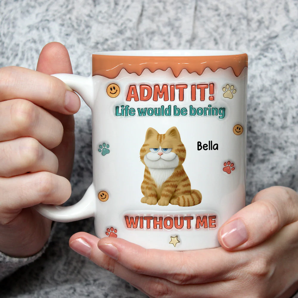 Admit It Chunky Cat - Personalized Custom 3D Inflated Effect Coffee Mug - Image 3