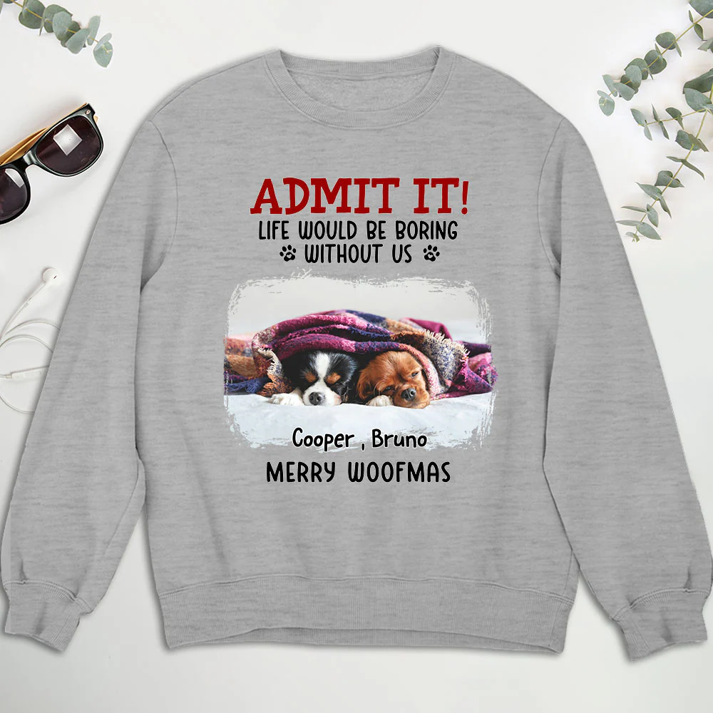 Admit It Dog Cartoon Christmas Photo - Personalized Custom Sweatshirt - Image 2