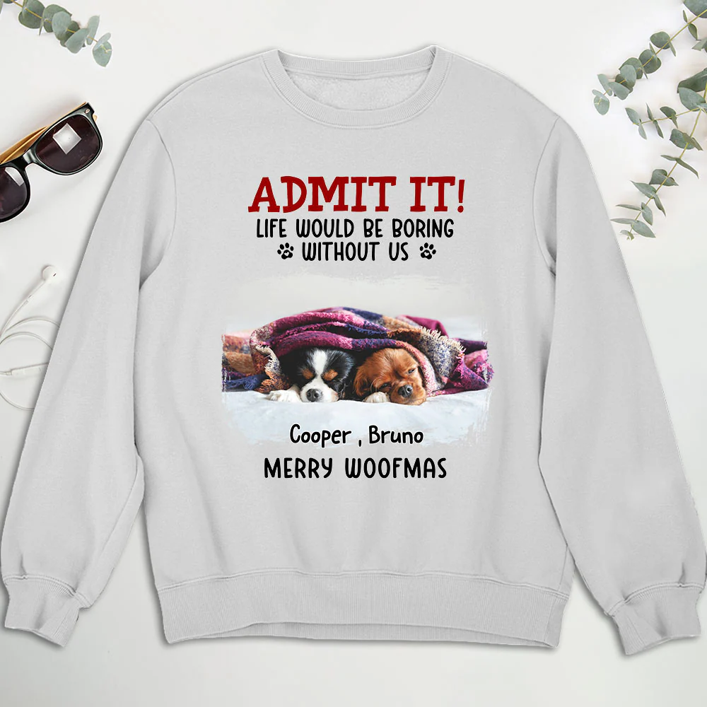 Admit It Dog Cartoon Christmas Photo - Personalized Custom Sweatshirt - Image 3