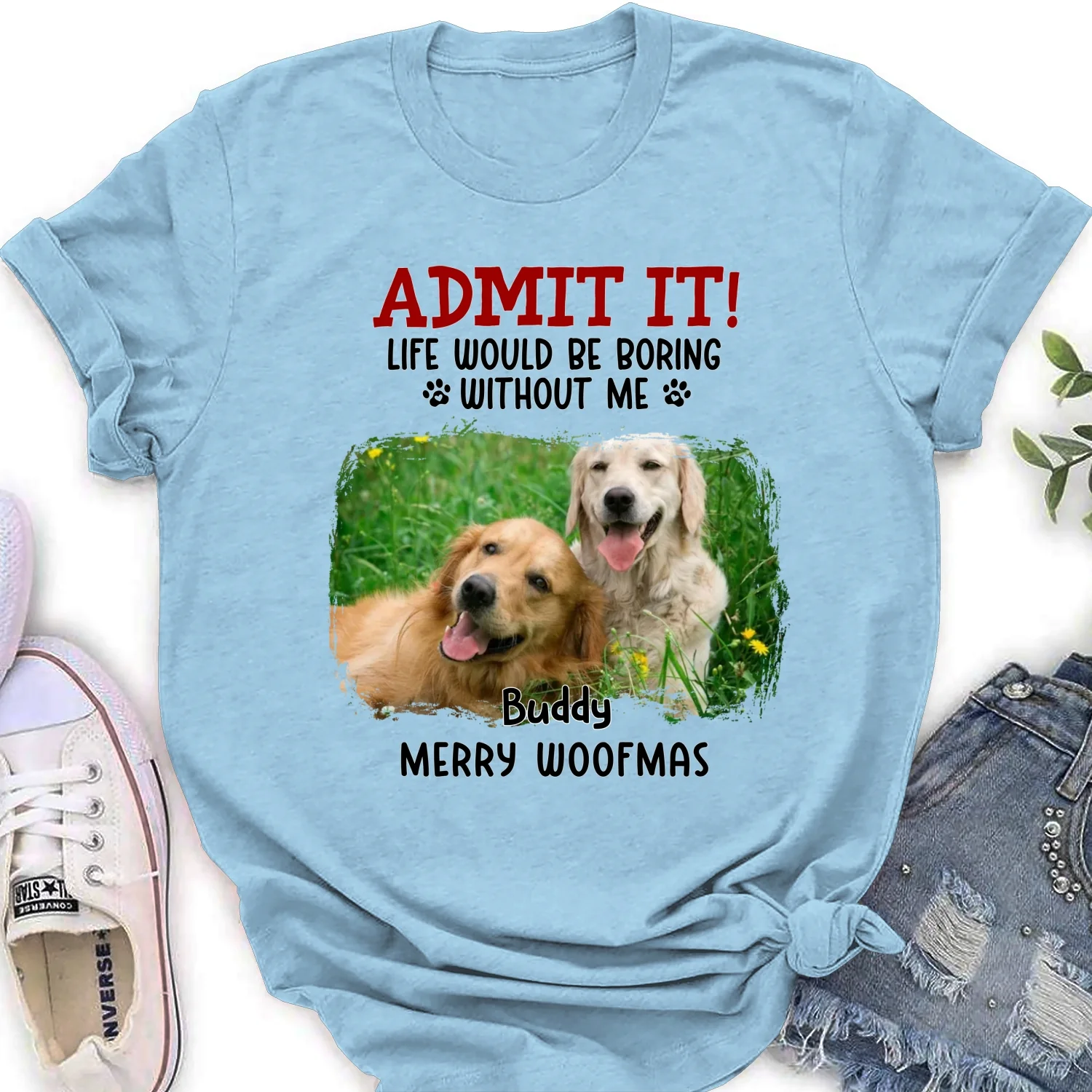 Admit It Dog Cartoon Christmas Photo - Personalized Custom Women T-Shirt - Image 8
