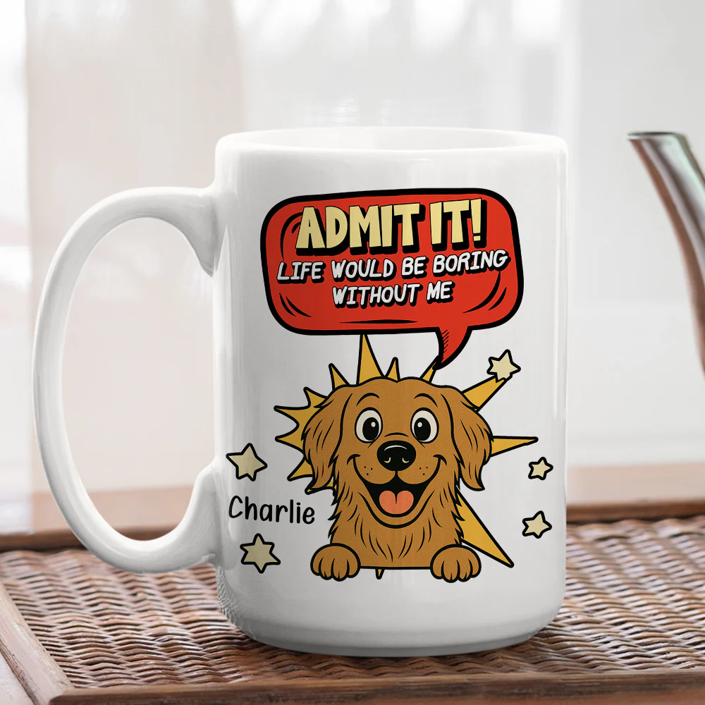 Admit It Retro Comic Dogs - Personalized Custom Coffee Mug - Image 4