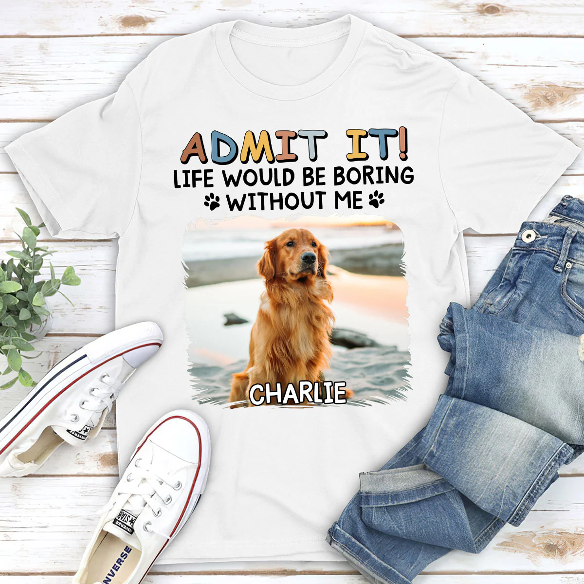 Admit It Retro Photo - Personalized Custom Unisex T-Shirt - Image 2