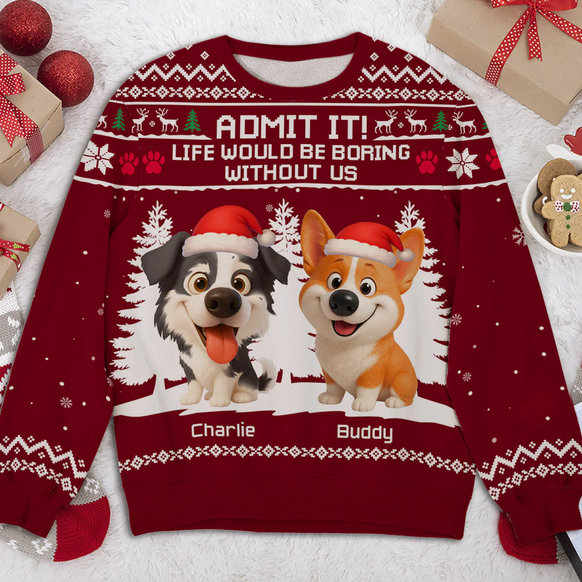 Admit It Winter Cartoon - Personalized Custom All-Over-Print Sweatshirt - Image 2