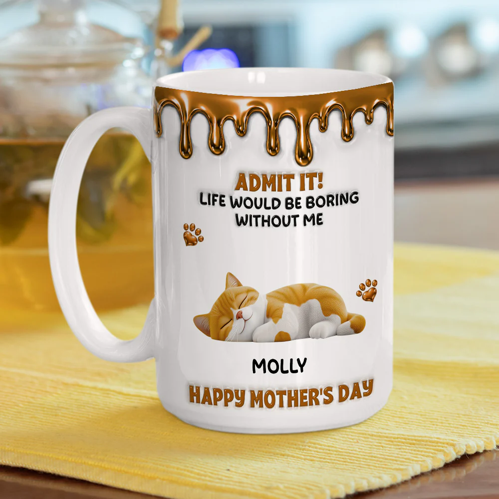 Admit Wonderful Time With Cat - Personalized Custom 3D Effect Coffee Mug - Image 5