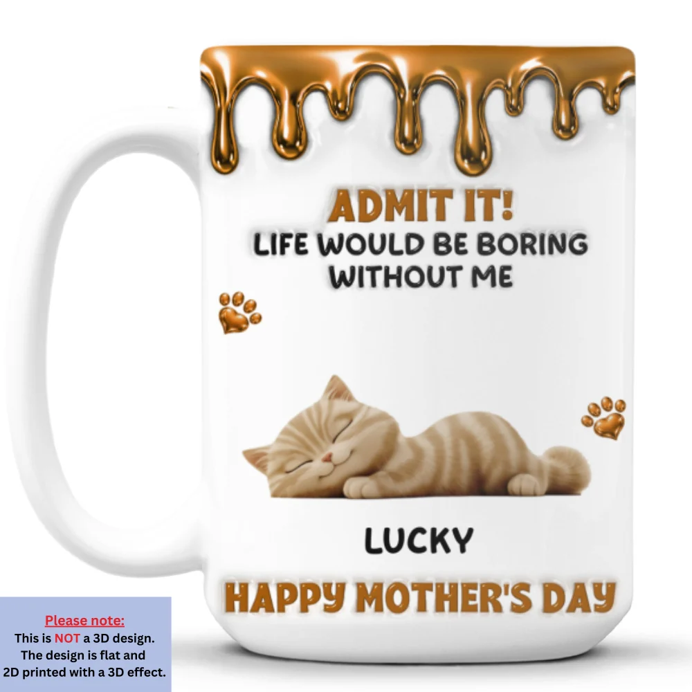 Admit Wonderful Time With Cat - Personalized Custom 3D Effect Coffee Mug - Image 8