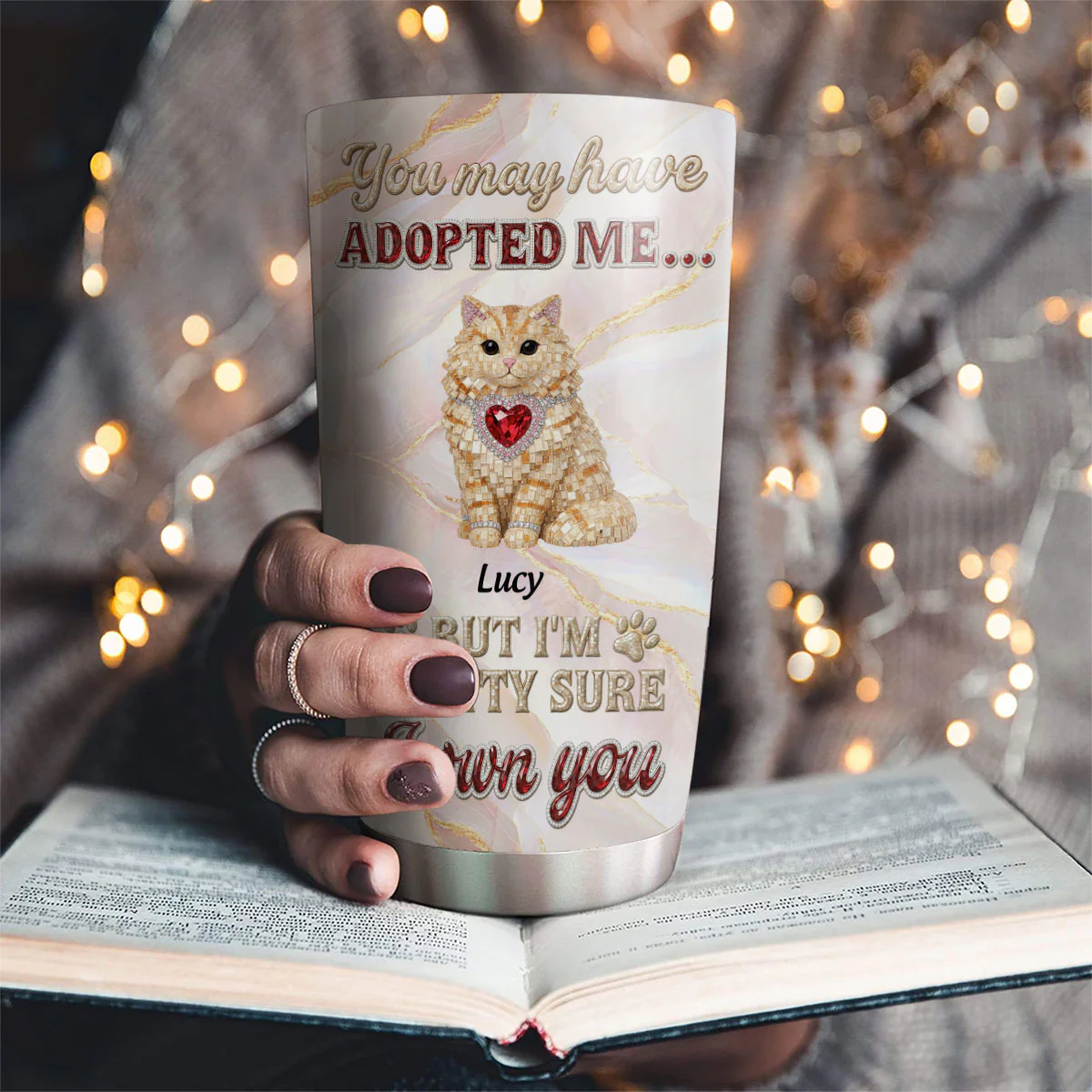 Adopted Cat - Personalized Custom 3D Effect Tumbler - Image 2