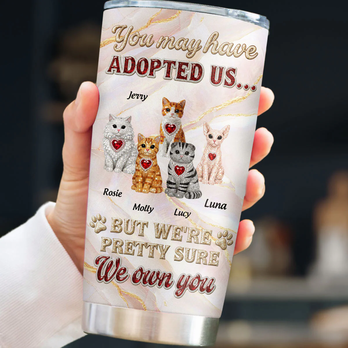 Adopted Cat - Personalized Custom 3D Effect Tumbler - Image 5