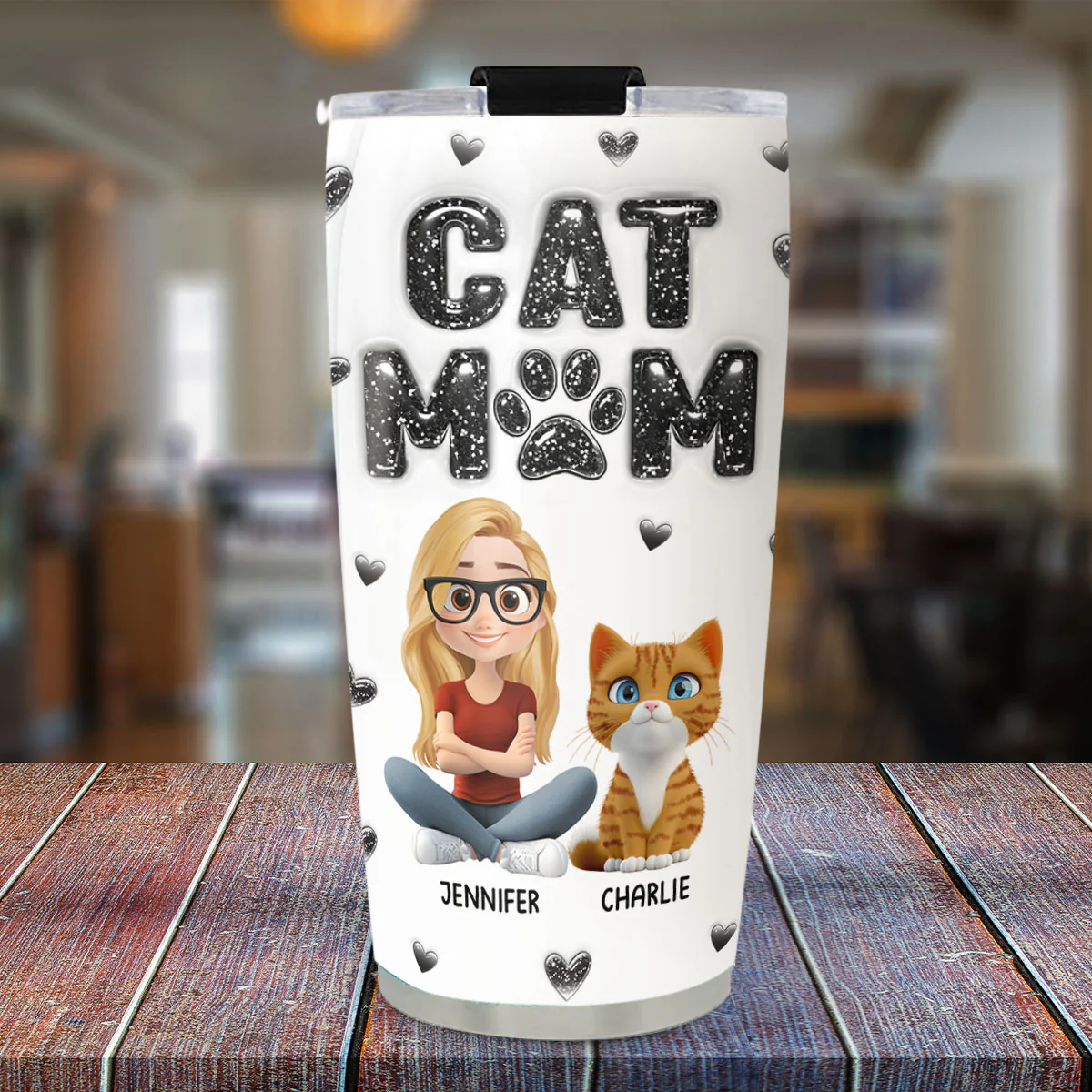 Adore Cats - Personalized Custom 3D Inflated Effect Tumbler - Image 2