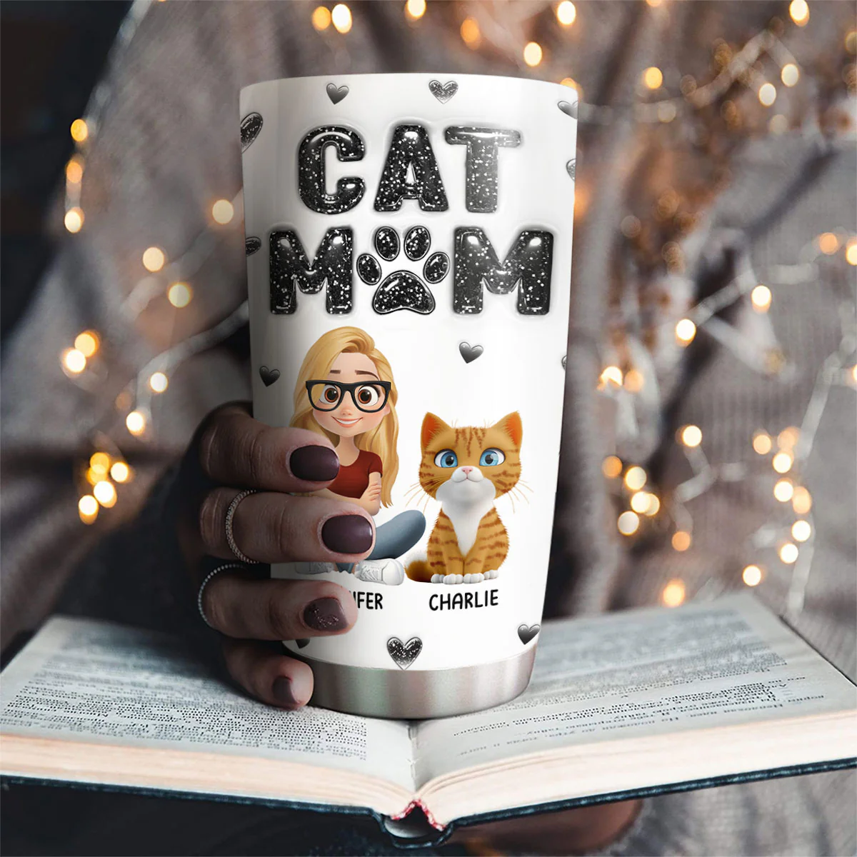 Adore Cats - Personalized Custom 3D Inflated Effect Tumbler - Image 3