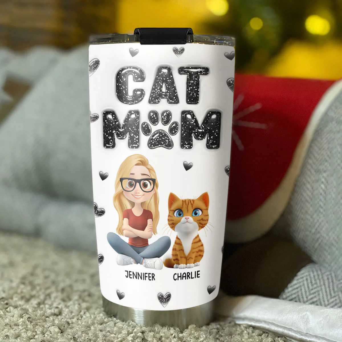 Adore Cats - Personalized Custom 3D Inflated Effect Tumbler - Image 4
