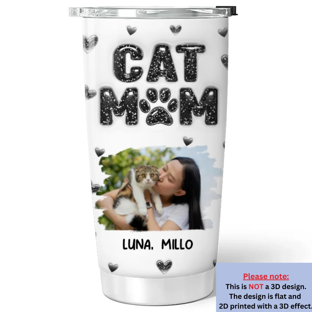 Adore Cats Photo - Personalized Custom 3D Inflated Effect Tumbler - Image 2