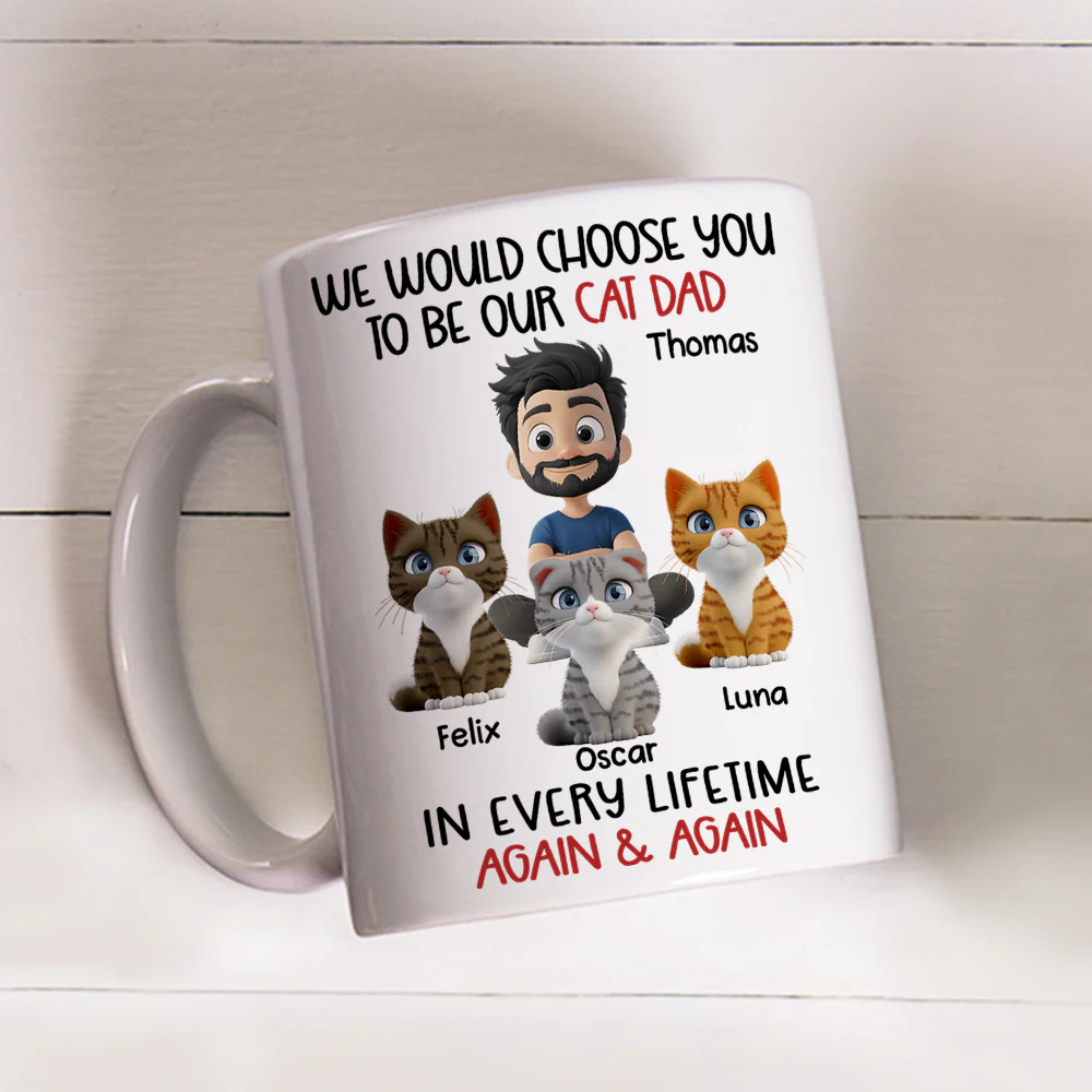 Again And Again Cat Version - Personalized Custom Coffee Mug - Image 3