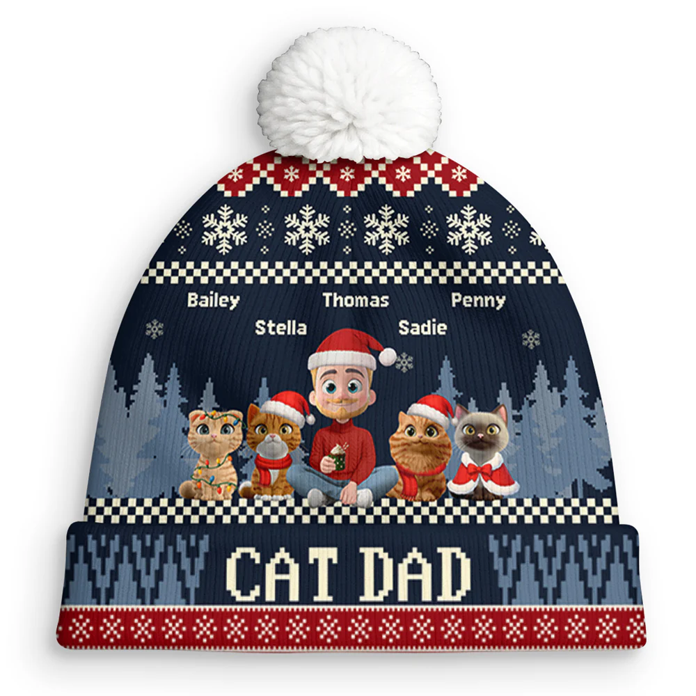 All I Need Is My Cats - Personalized Custom Bobble Beanie Hat - Image 2
