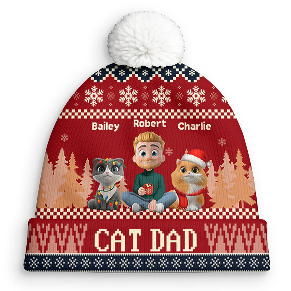 All I Need Is My Cats - Personalized Custom Bobble Beanie Hat - Image 3