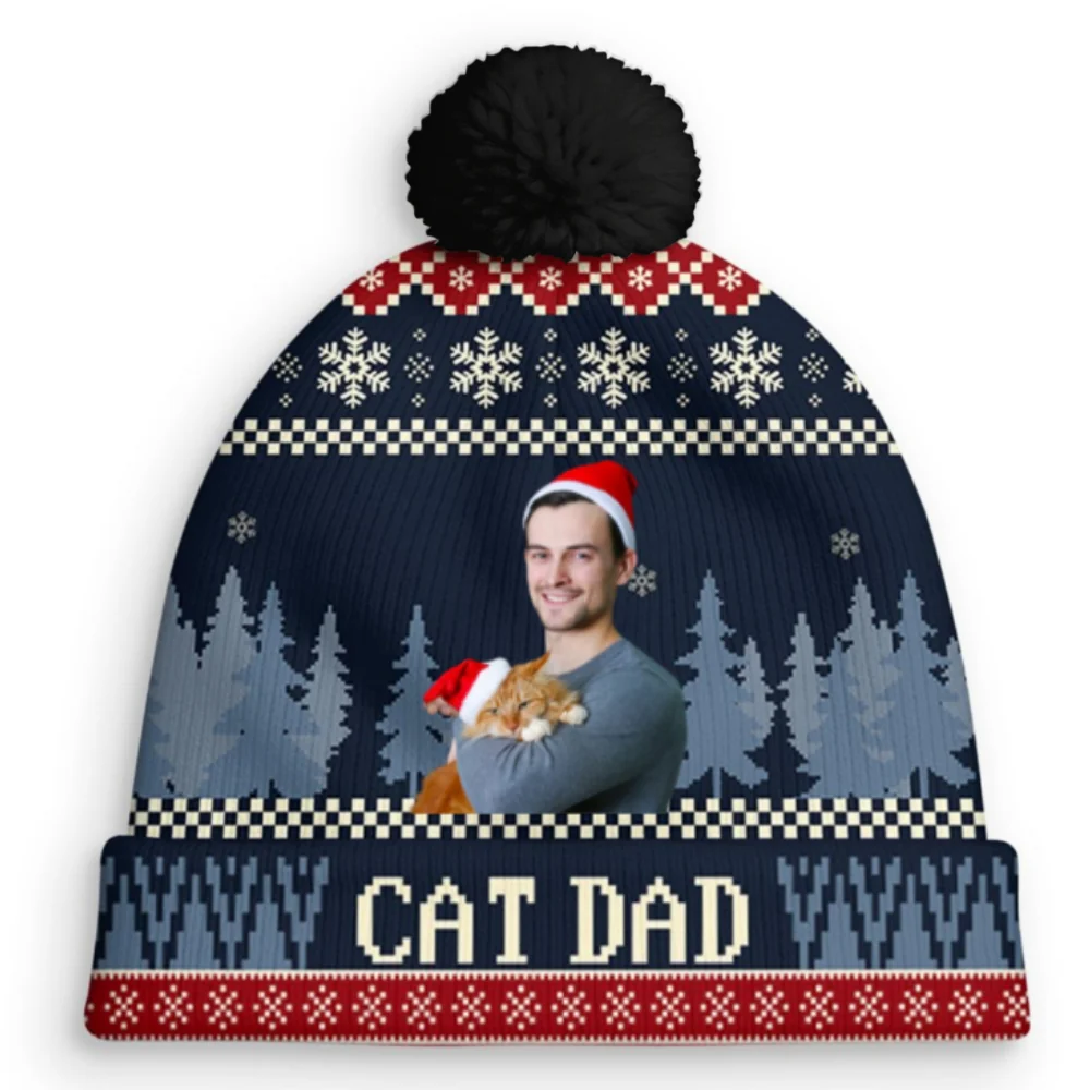 All I Need Is My Cats Photo - Personalized Custom Bobble Beanie Hat - Image 5