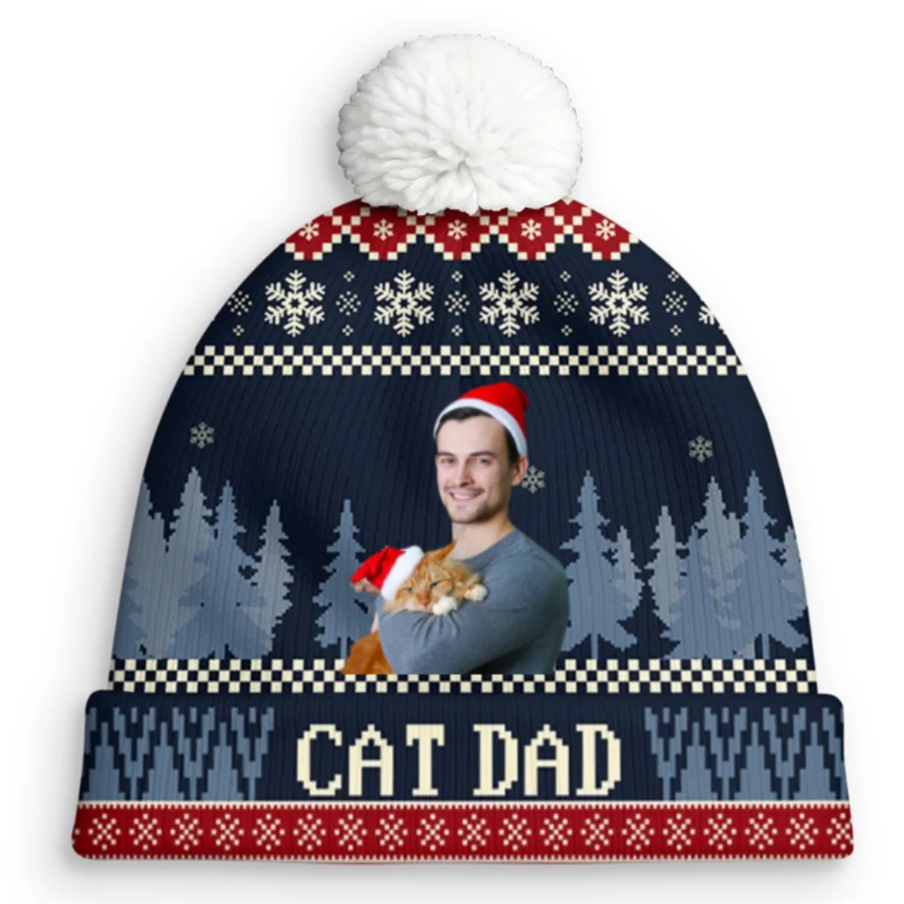 All I Need Is My Cats Photo - Personalized Custom Bobble Beanie Hat - Image 6