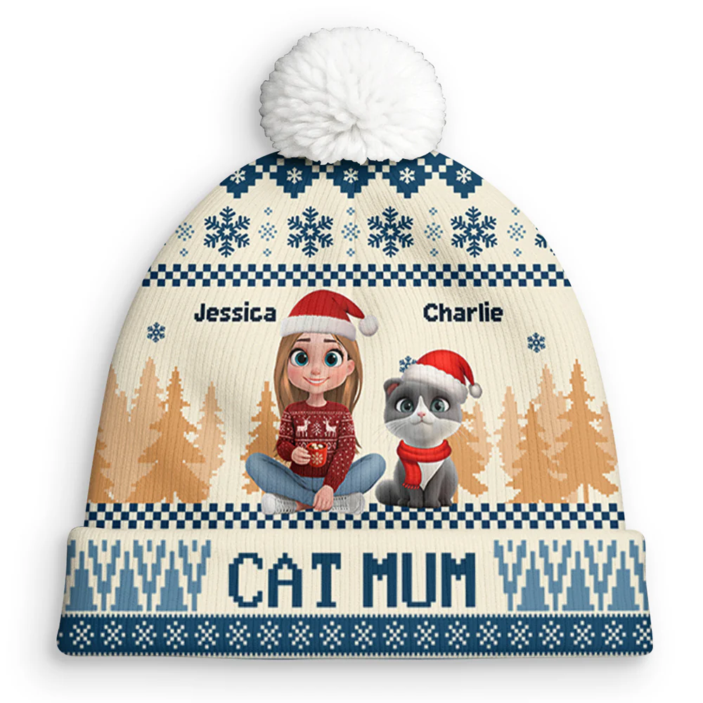 All I Need Is My Cats Ver Woman - Personalized Custom Bobble Beanie Hat - Image 2