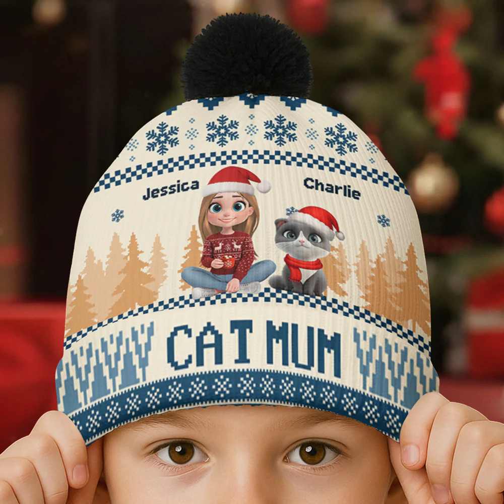 All I Need Is My Cats Ver Woman - Personalized Custom Bobble Beanie Hat - Image 4