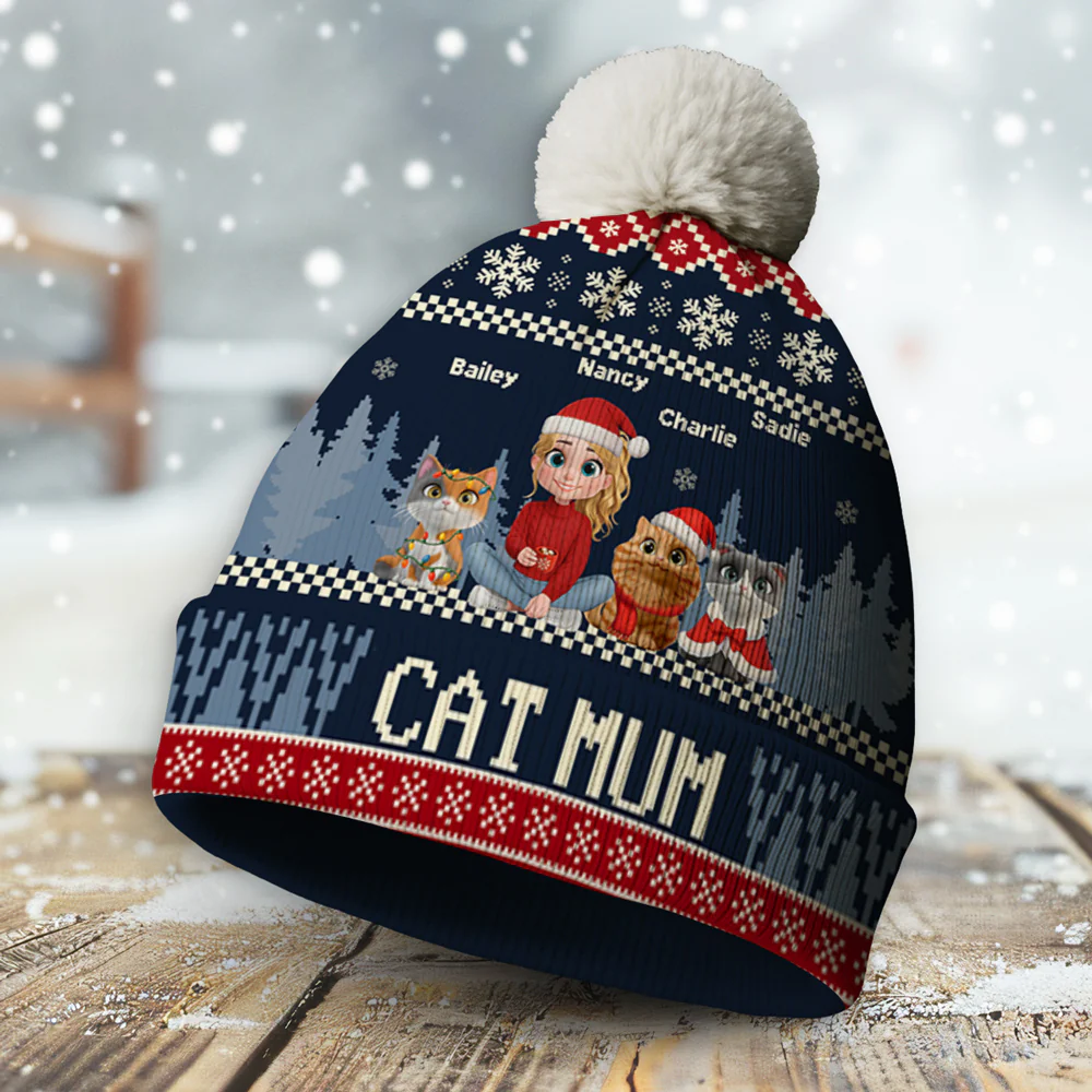All I Need Is My Cats Ver Woman - Personalized Custom Bobble Beanie Hat - Image 6