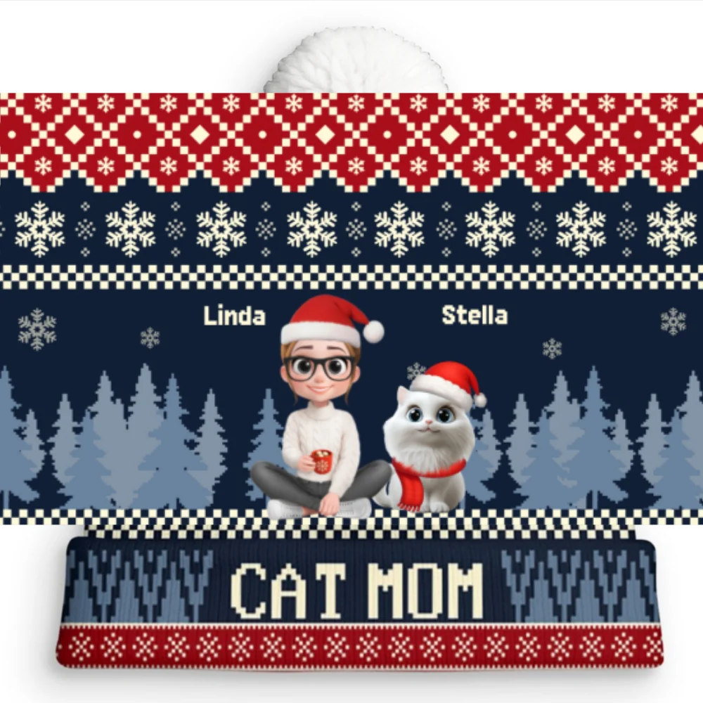 All I Need Is My Cats Ver Woman - Personalized Custom Bobble Beanie Hat - Image 9