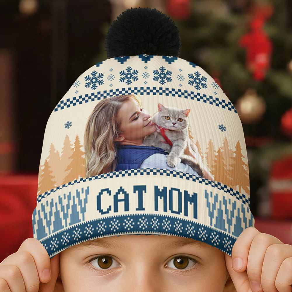 All I Need Is My Cats Ver Woman Photo - Personalized Custom Bobble Beanie Hat - Image 3