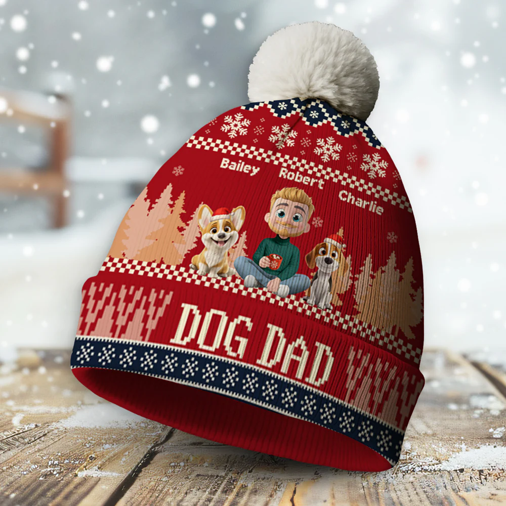 All I Need Is My Dogs - Personalized Custom Bobble Beanie Hat - Image 3